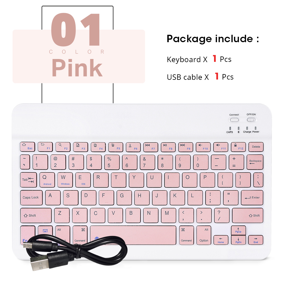 Mini bluetooth keyboard and mouse for samsung xiaomi android portable tablet bluetooth keyboard Korean Portuguese Arabic Arabic: Pink-no mouse