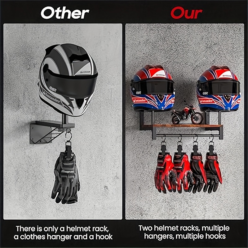 Motorradhelm-Wandhalterung mit Holzregalhaken, Moto-Cross- und Fahrradausrügestochen, Sporthalterungen, Motorradzubehör