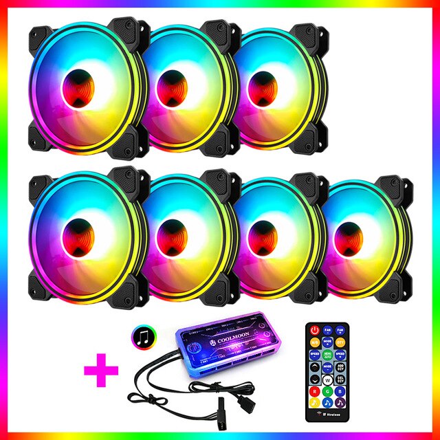 COOLMOON light X 12cm chassis fan RGB multi-layer luminous mute LED desktop chassis cooling fan