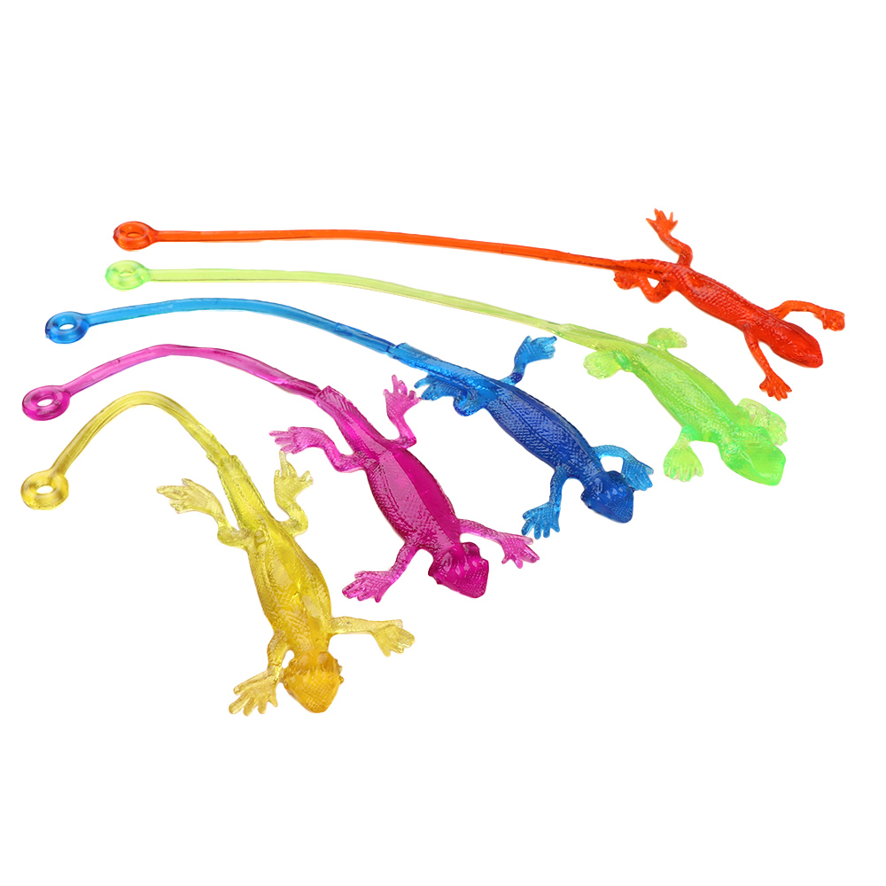 5 pz/impostato Nuovo Arrivo Della Novità Appiccicoso Lucertola Animali Retrattile Viscoso Lucertola Bambini Divertente gadget bavaglio giocattolo colore Casuale