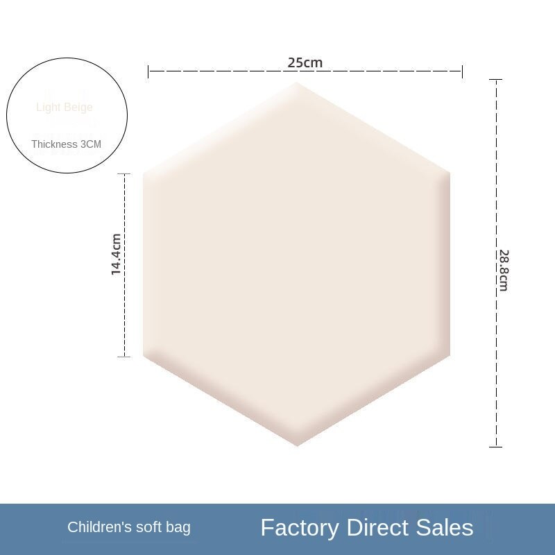 Fabriksforsyning hovedgærde sekskantet hovedgærde blød taske, selvklæbende bord baggrund dekorative maleri: Beige 1 stk