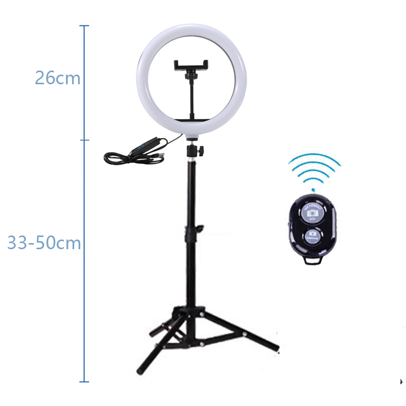Anillo de luz con trípode para selfi, lámpara de anillo redondo de 26 cm, luz Led para teléfono, iluminación de luz derecha para sesión de fotos, Bering: 55cm
