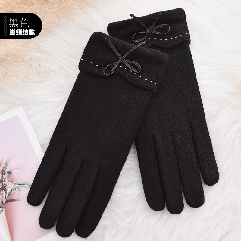 Woodpecker cashmere gloves lady cute plush thicker warm drive ride touch screen wool gloves
