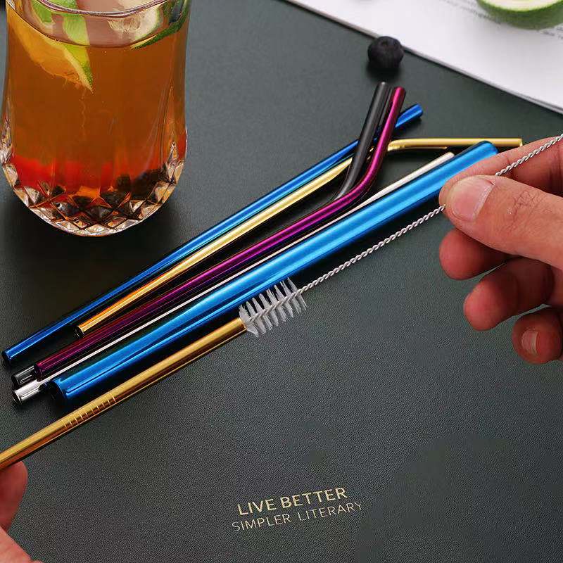 Metal straws stainless steel straw reusable black straws metal drink straws reusable Drinking Straws glass straw portable straw