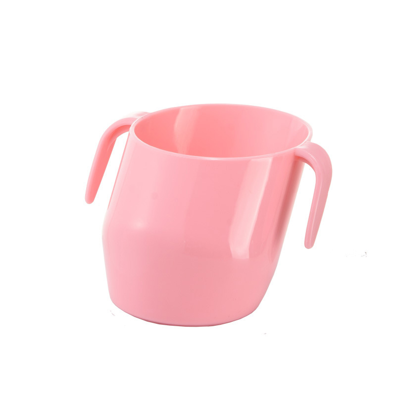 Taza de alimentación de bebé para entrenamiento, taza de agua con mango oblicuo, taza biselada de seguridad, tazas a prueba de fugas para niños, tazas de bebidas para niños de 200ml: Rosa