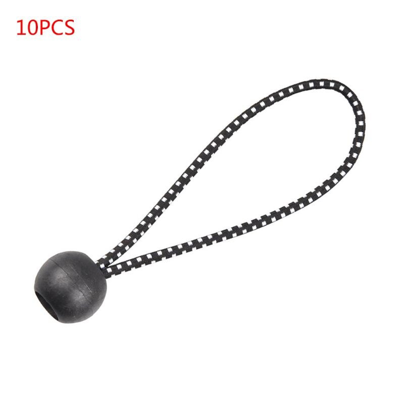 10Pcs Elastische Zeildoek Bungee Ballen Koord Tent Luifel Tarp Vlag Tie Touw Vaste 11UA: Black White