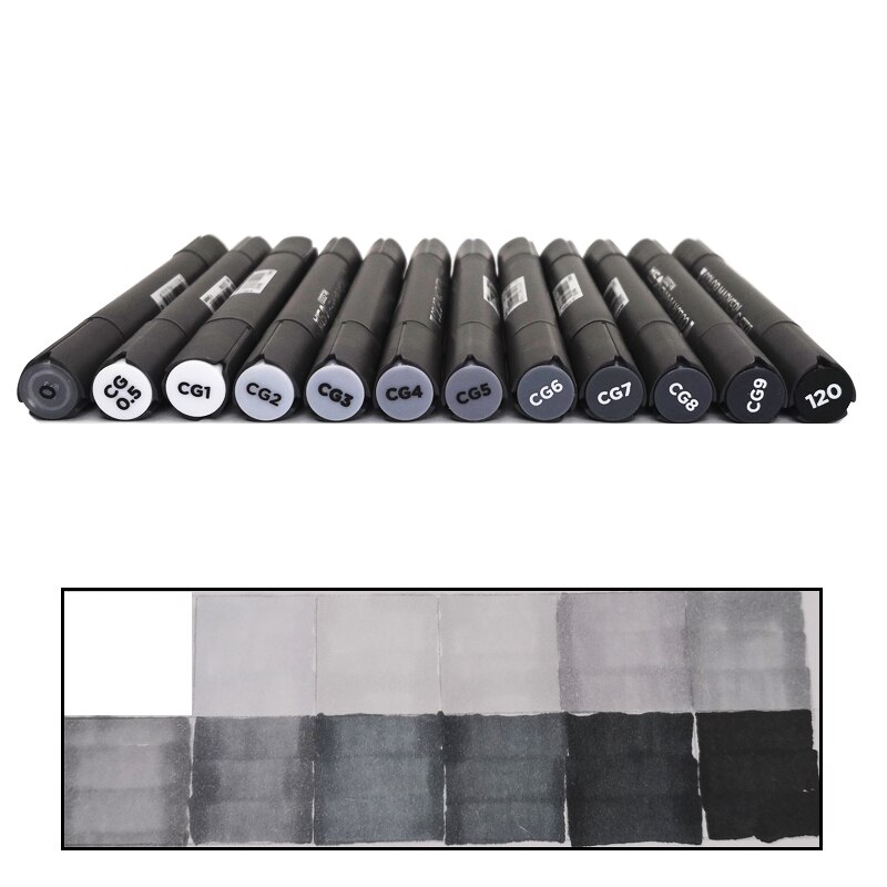 STA 6/12 Grau Farben Kunst Marker Graustufen Künstler Dual Kopf Marker einstellen für Pinsel Stift Malerei Marker Schule Schüler Lieferungen: 12 cool grau