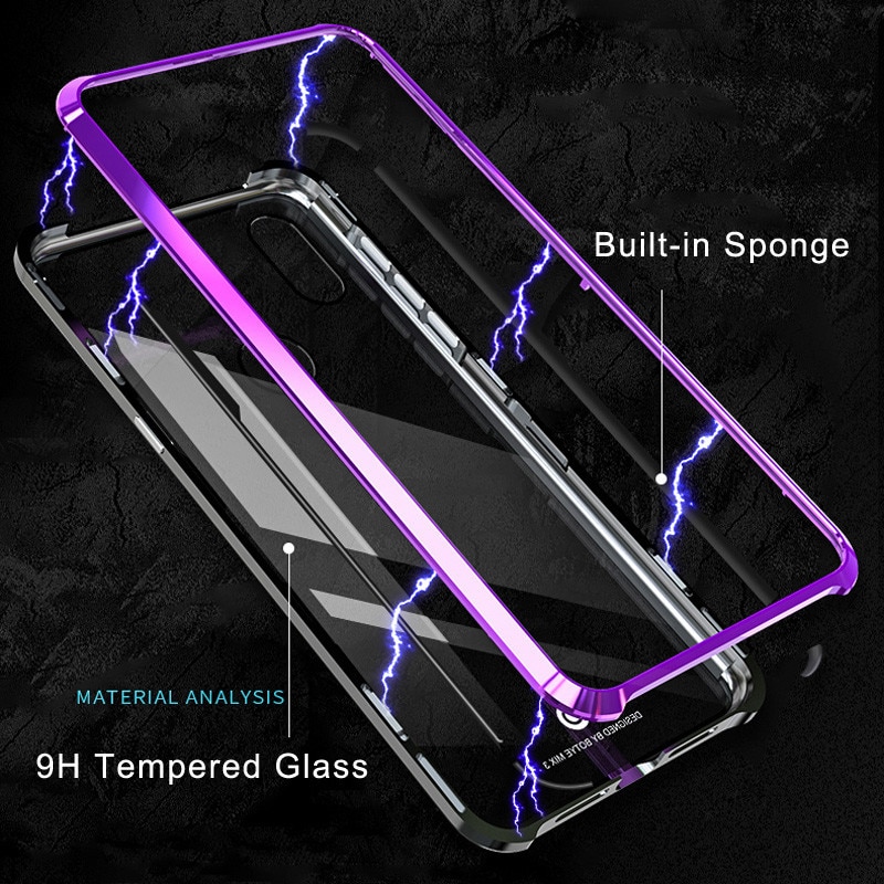 Magnetic Adorption Metal Bumper Glass Case For coque Xiaomi Mi Mix 3 Case Shockproof Hard Back Glass Cover For Xiaomi Mix3 Case