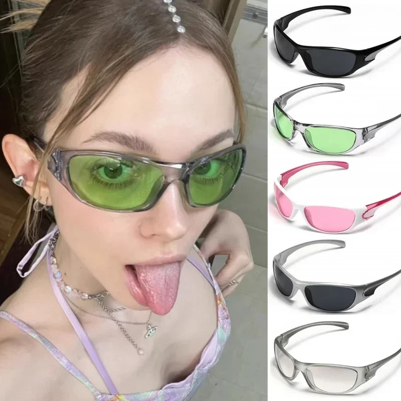 Punk Y2K Zonnebril Vrouwen Goggle Luxe Wrap Vierkante Zonnebril 2000'S Shades Eyewear UV400 Vrouwelijke Brillen