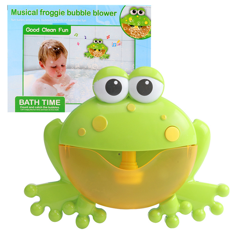 Macchina per bolle di granchio giocattoli da bagno per bambini piscina per bambini nuoto vasca da bagno macchina per sapone bolla automatica divertenti balene rane bagno musica bolla: Frog With Box