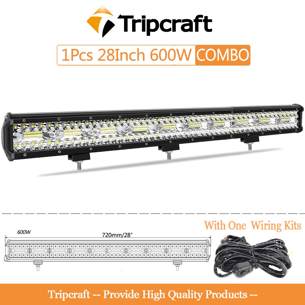 Tripcraft 3 rzędy listwa LED 4 - 28 Cal listwa świetlna LED LED światło robocze do ciągnika samochodowego łódź OffRoad 4x4 ciężarówka SUV ATV jazda 12V 24V