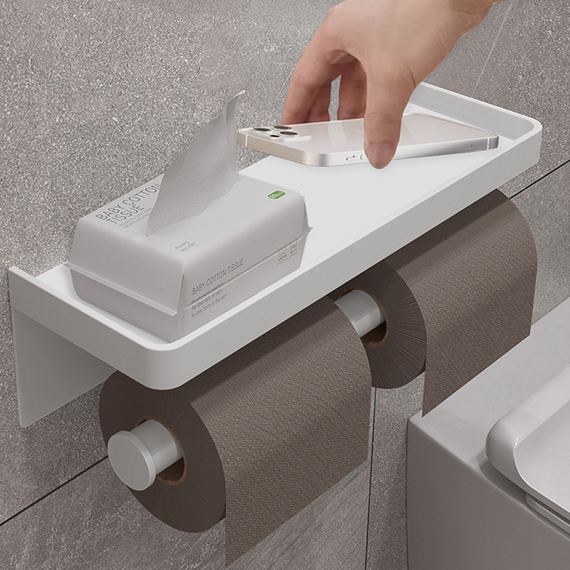 Toilet Paper Holder Wall-Mounted Aluminum Alloy Toilet Roll Paper Holder Tissue Rack Bathroom Tissue Holder Bathroom Accessories