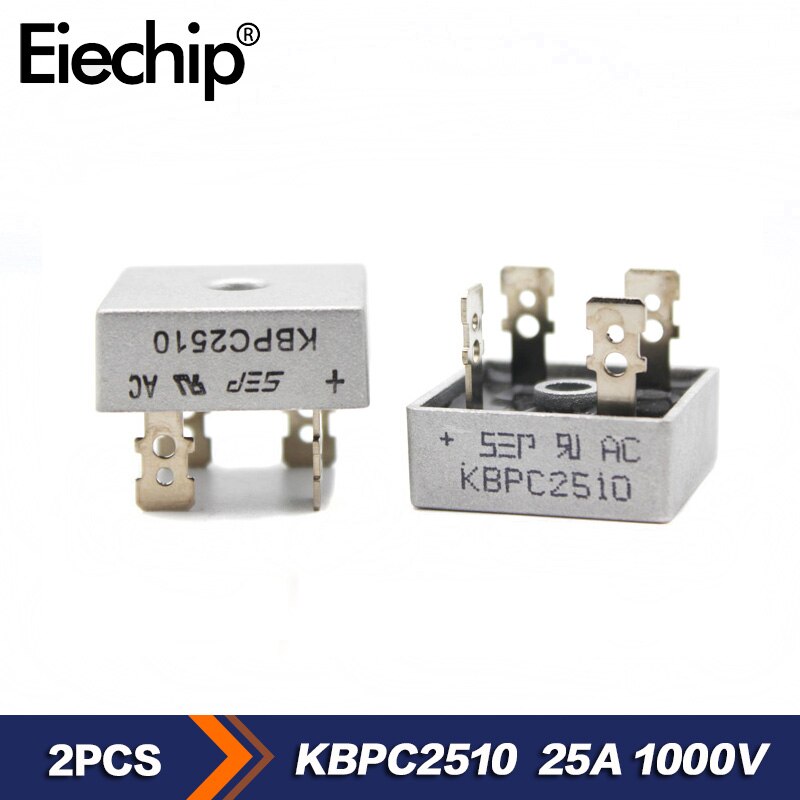 2PCS KBPC2510 Diode Bridge Rectifiers 1000V 25A Rectifiers Diodes Electronic Silicon