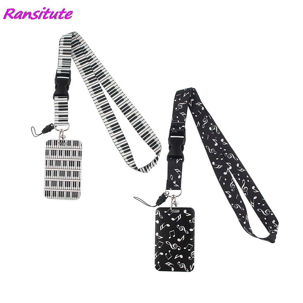Ransitute-cordón para tarjetas de crédito, tarjetero titular de la identificación, bolsa de viaje, tarjeta bancaria, autobús, insignia, color blanco y negro, R1506