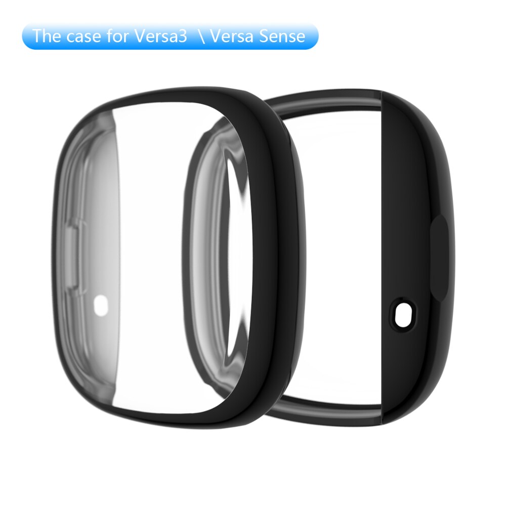 Blødt tpu etui til fitbit versa 3 / fitbit sense vandtæt ur skal cover skærmbeskytter til fitbit versa 3 fuld cover cover: Sort / Fitbit fornuft