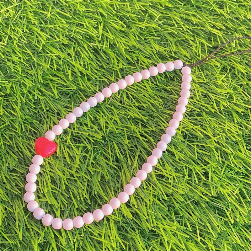 Anti-Verloren Chinese Rode Acryl Hart Liefde Telefoon Charme Mobiele Keten Meisje Telefoon Charme Telefoon Shell Opknoping Touw Lanyard sieraden
