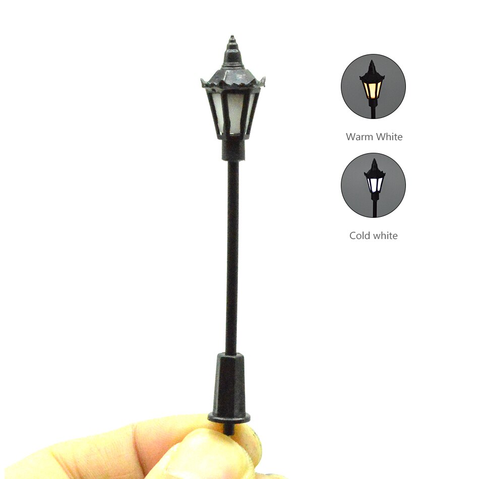 30pcs Model Railway Train Lamp LED 3V Street Lamppost 7cm HO OO Scale for Park Scenery Decoration Architecture Building Layout