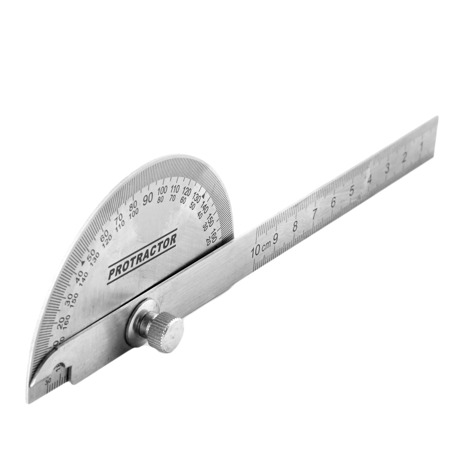 DRELD Stainless Steel 180 Degree Protractor Angle Finder Rotary Measuring Gauges Woodworking Measuring Tool Craftsman Ruler 10cm