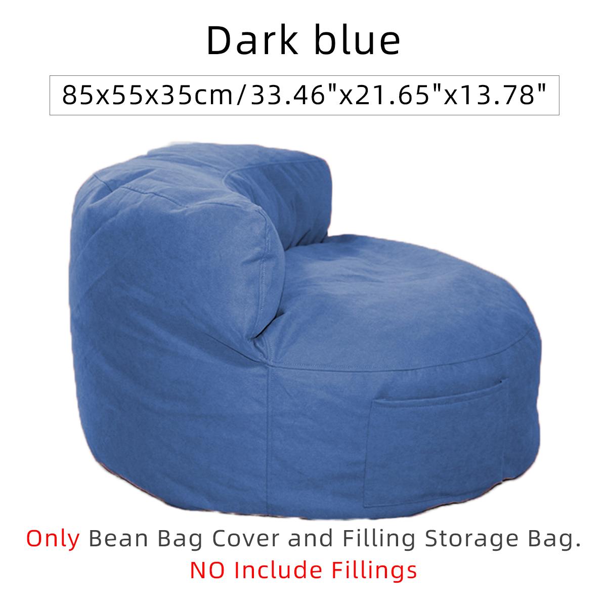 Comfortabele Bean Bag Lui Banken Cover Stoelen Zonder Filler Linnen Doek Bean-Bag Lounger Seat Poef Bladerdeeg Couch Tatami woonkamer: DarkBlue