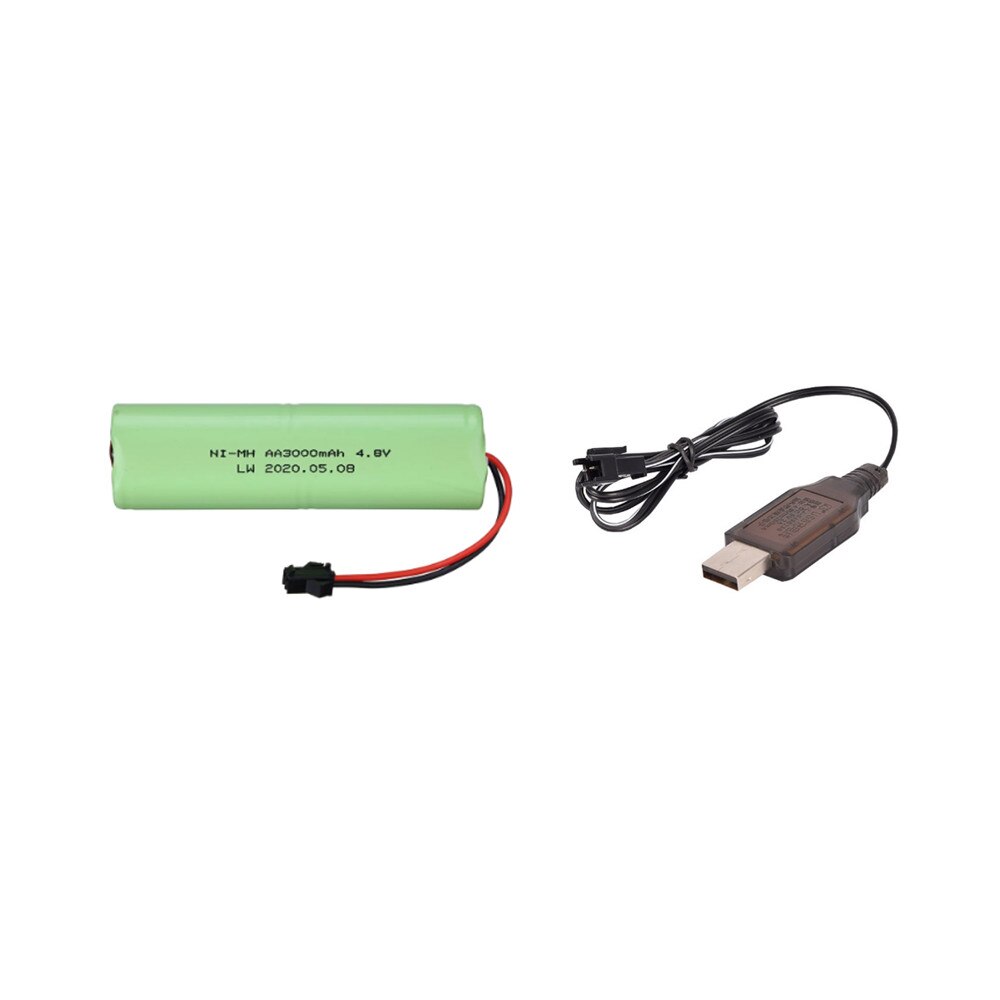 4.8v 3000 mah nimh batteri og lader for rc leker biler båter kanoner tanker ni-mh  aa 4.8v oppladbart batteripakke 1 stk  to 2 stk: Hvit