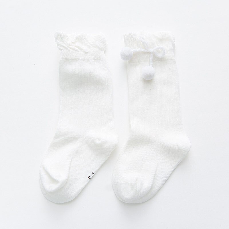 Skarpety dziewczęce Skarpetki śliczne pompony antypoślizgowe długie skarpety dziecięce skarpety robić kolan maluch niemowlę ciepłe Sokken Calcetines prezent
