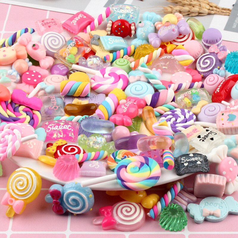 10 Stuks Resin Candy Charm Candy Mix Diy Telefoon Geval Decoratie Voor Clay Crystal Lijm Miniatuur Resin Cake Candy