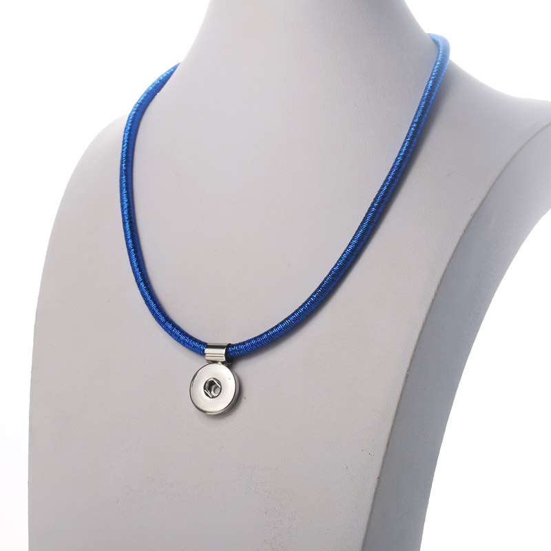 New fashion Charm corda catena collana bottone a pressione collana pendente misura 18mm bottoni gioielli donna gioielli all'ingrosso: Blue