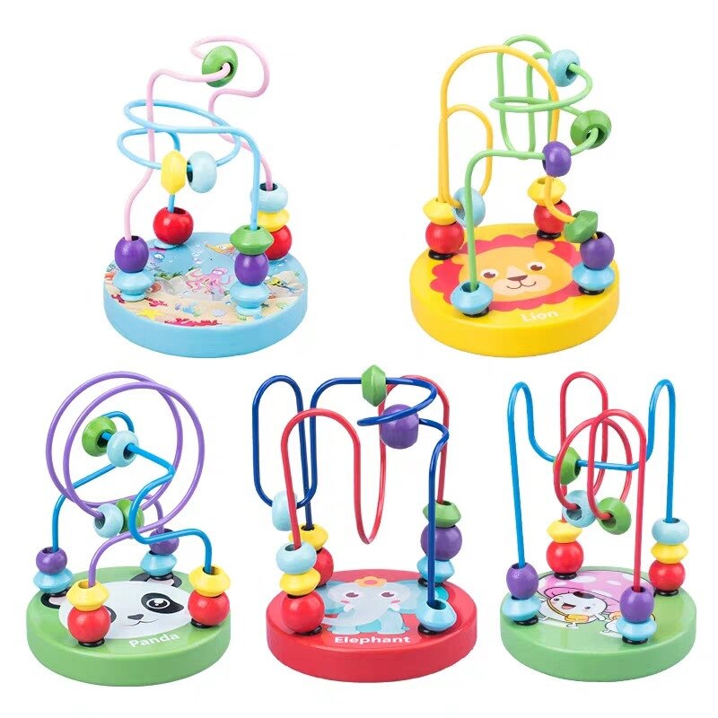 Preschool Kids Math Toys Counting Circles Bead Wire Maze Wooden Roller Coaster Educational Toys Montessori Wooden Toys For Baby