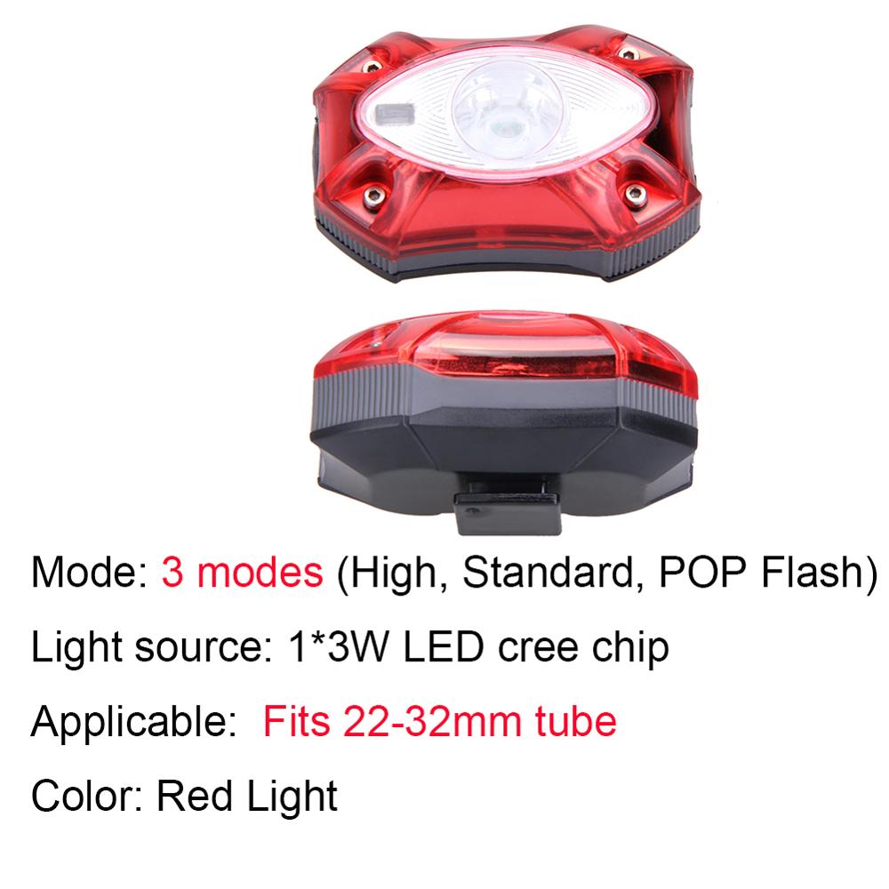 Raypal 3W USB Rechargeable Rear Bicycle Light WaterProof Taillight Cycling: 3 modes