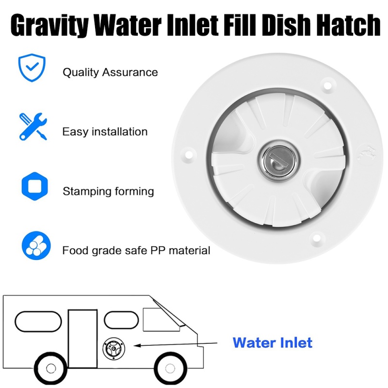 Zwaartekracht waterinlaat met slot Watertank vulpoort Camper Waterweg RV-systeem Boot Camper Trailer Witte caravanaccessoires