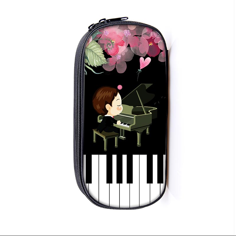 Elegent Music Piano Coin Purses Pencil Holder Bag Cartoon Girls Boys Playing Piano Small Wallet Kids Storage Bag Women Men Purse: qbbpiano04