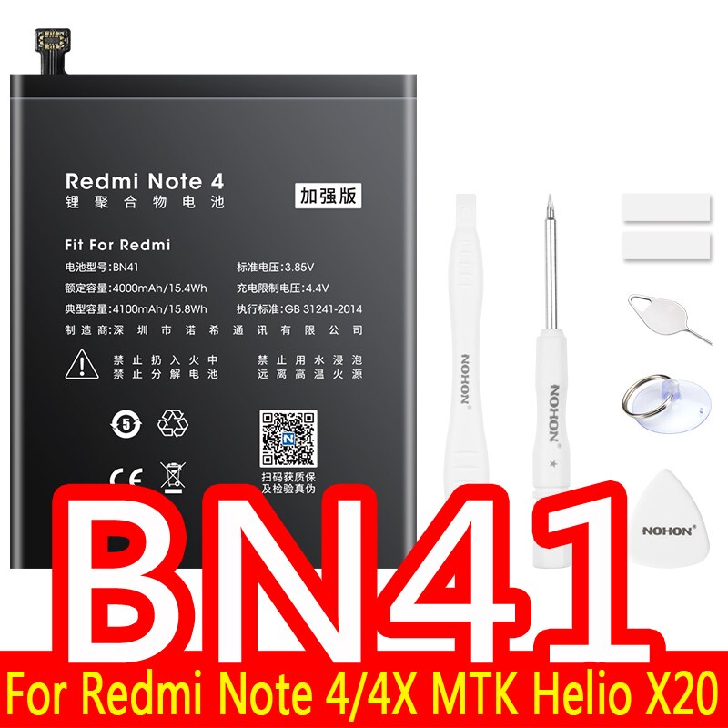 NOHON-batería BM4E BM3B BM3E BM3L BM3M BM4Q BM22 BM36 BM39 BM46 BM47 BN31 BN41 BN43 BN45 BN4A para Xiaomi Mi POCOPHONE F1 F2 Pro: BN41