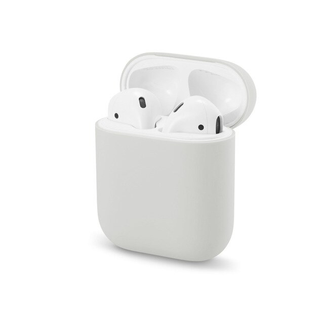 Molle Del Silicone Custodie Per Apple Airpods 1/2 di Protezione Senza Fili di Bluetooth del Trasduttore Auricolare Della Copertura Per Apple Air Baccelli Casella di Ricarica Borse: Stone White