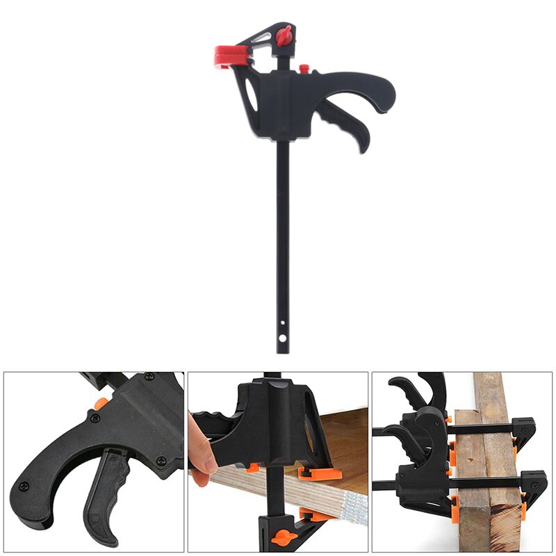 Hand Wood Working Spreader 4 Inch Clip Kit Quick Ratchet Release F Clamp Speed Squeeze Work Bar Clamp Adjustable Gadget Tool DIY