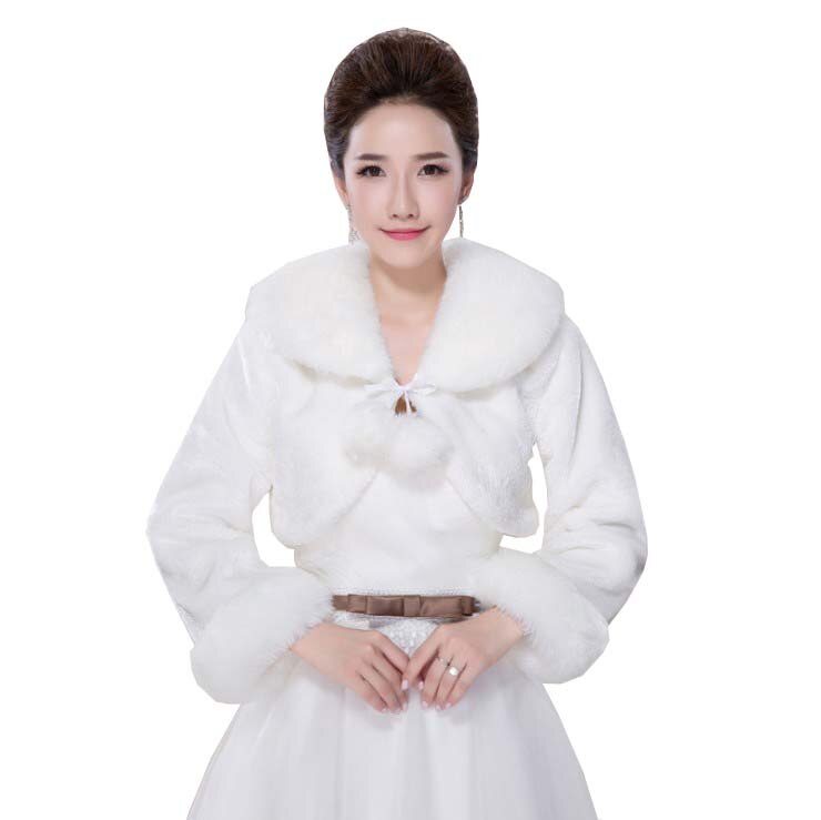 Regalo Madre Damas Honor Chaqueta Bolero De Piel Sintética Para Novia - Manga Larga, Elegante Para Boda E Invierno Estola Piel Novia Plateado