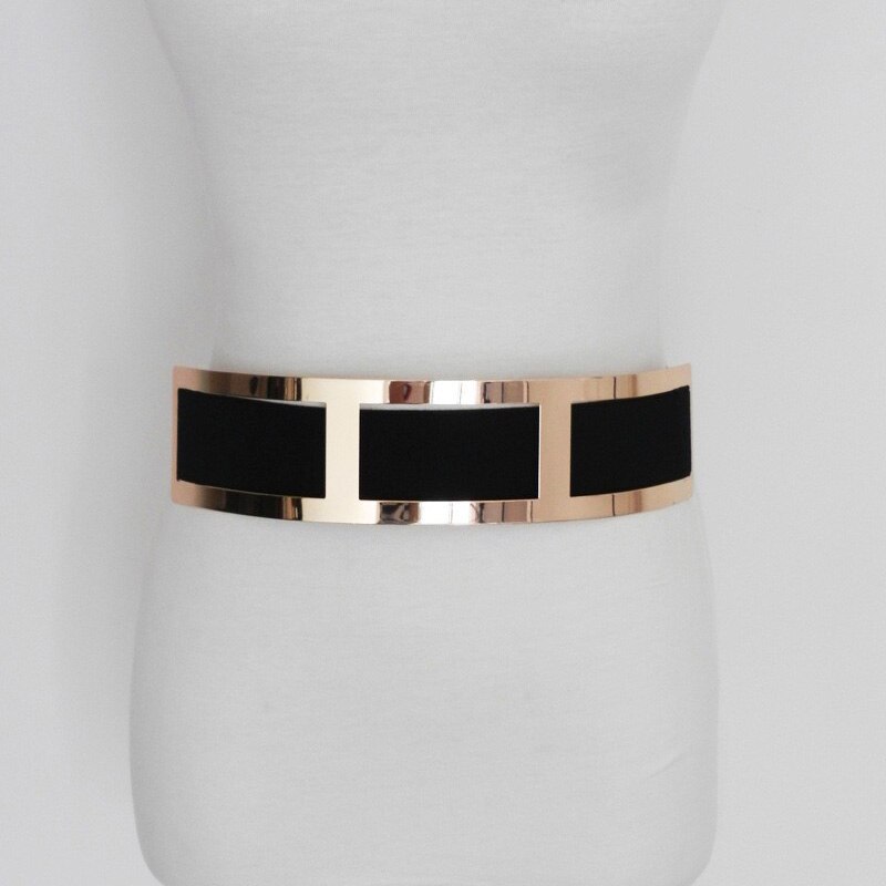 Vrouwen Brede Elastische Riem Voor Jurk Zwart En Beige Buikband Luxe Riem Plus Size Bg-025: 025 black / L 80cm to 100cm