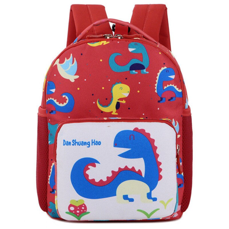 Mini børn rygsække sød tegneserie dinosaur trykt skoletasker til børnehave piger drenge børn anti-tabt børnehave taske: Rød