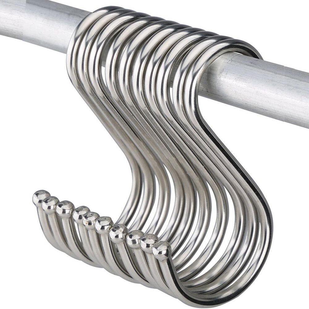 5 uds en forma de S ganchos de acero inoxidable de alambre de hierro de cierre por herramienta colgadores de utensilios perchero para la puerta de cocina de la casa