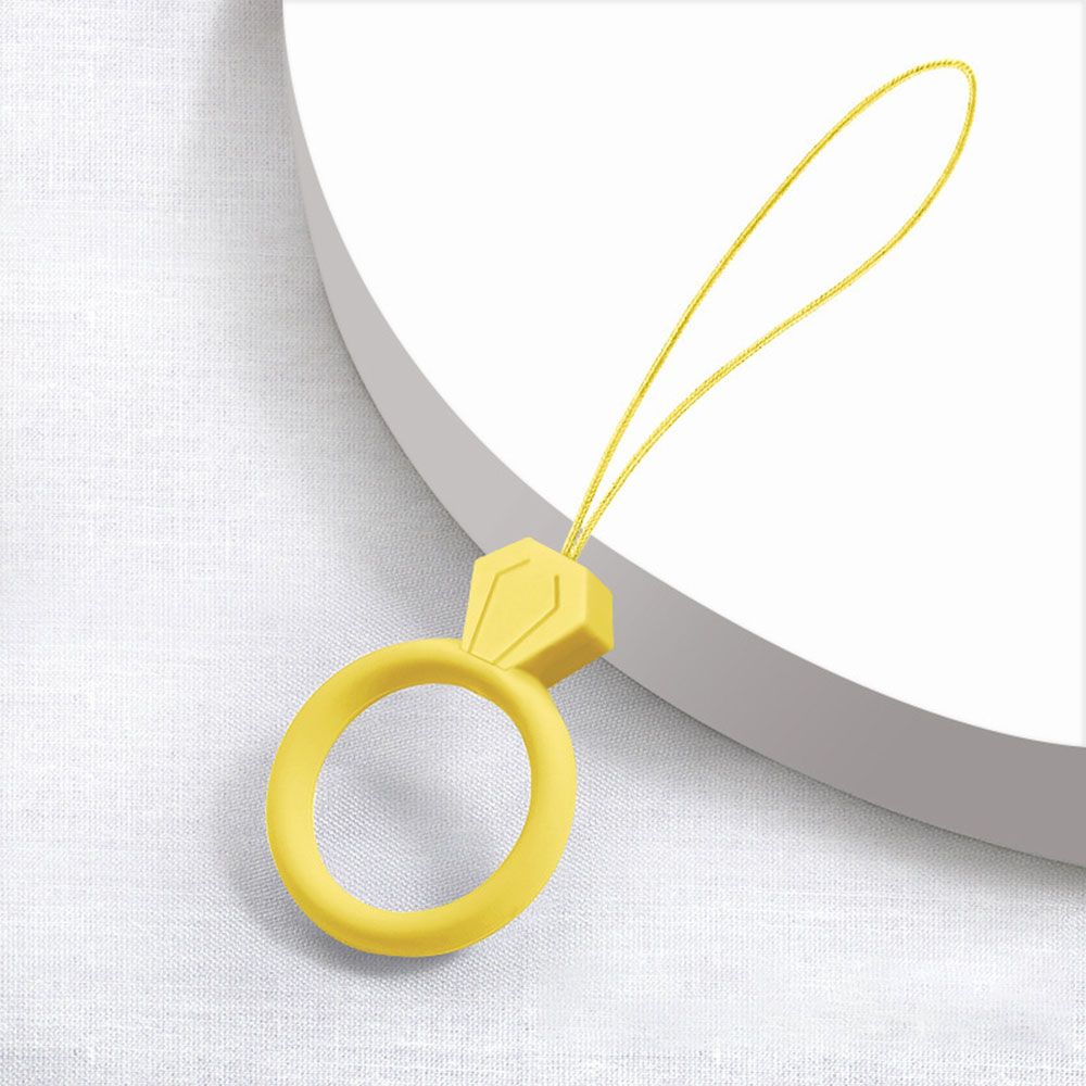 Universal Shatter-resistant Anti-lost Pendant Ring Strap Silicone Ring Mobile Phone Lanyard Keys Phones Strap: yellow