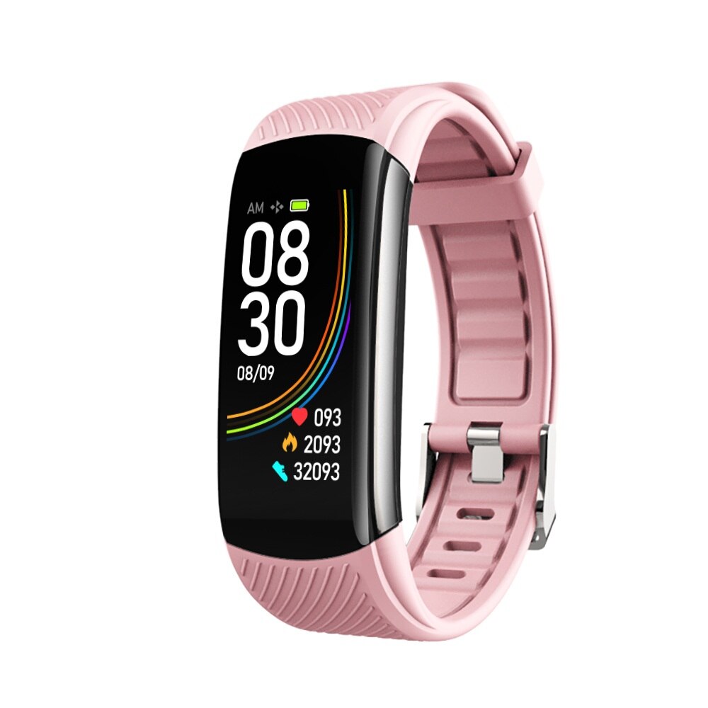 C6t kroppstemperatur smart armband klocka vattentät pulsmätare smartband armband fitness hälsa tracker smartwatch: Rosa