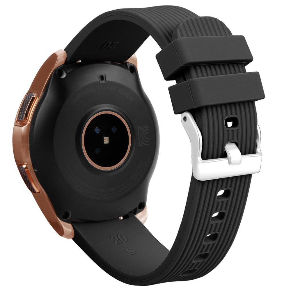 Siliconen band voor samsung galaxy watch 42mm, rubberen vervangende horlogeband voor samsung galaxy watch active 2: Zwart