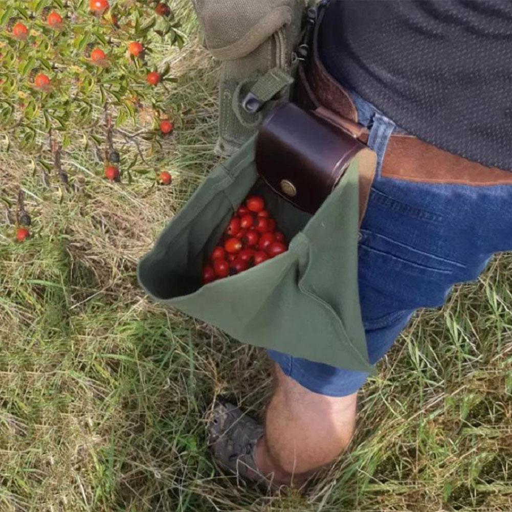 Leather and Canvas Bushcraft Bag Garden Fruit Picking Bag Outdoor Camping Storage Bag Waist Hanging Tool Bag