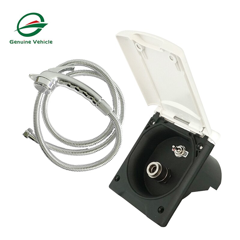 RV Shower Box Kit With 1.5m Hose &amp; Faucet White Exterior Shower Kit For Marine Boat Caravan Camper Travel Shower Accessories: BW1175