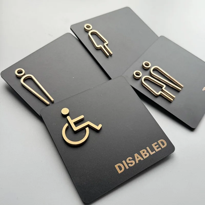 Men's and Women's Bathroom Signage Acrylic Public Toilet Door Signage Hotel Toilet Reminder Signs Washroom Signage