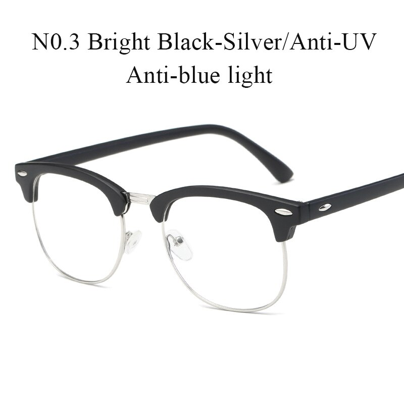 Vintage Semi-Rimless Anti Blue Rays Computer Glasses Men Blue Light Gaming Glasses Protection Clear Lens Glasses Oculos: N0.3