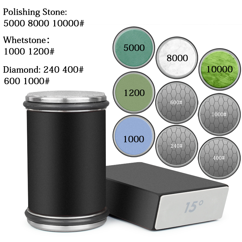 Rolling Knife Sharpener Magnetic Knife Holder Diamond Sharpening Stone Kit with 15 and 20 Degrees Angle Roller Kitchen Accessory