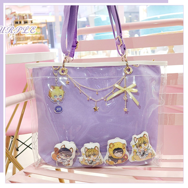 Double Sided Itabag Transparent Jelly Bags For Women Girls Clear PVC ita bag shoulder Itabag handbag Large capacity H211
