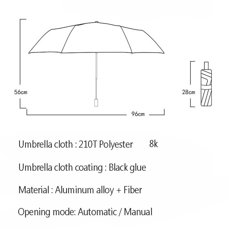 Wind Resistant Folding Automatic Umbrella Rain Women Windproof Umbrellas Rain Men Black Coating Paraguay Parasol Female umbrella