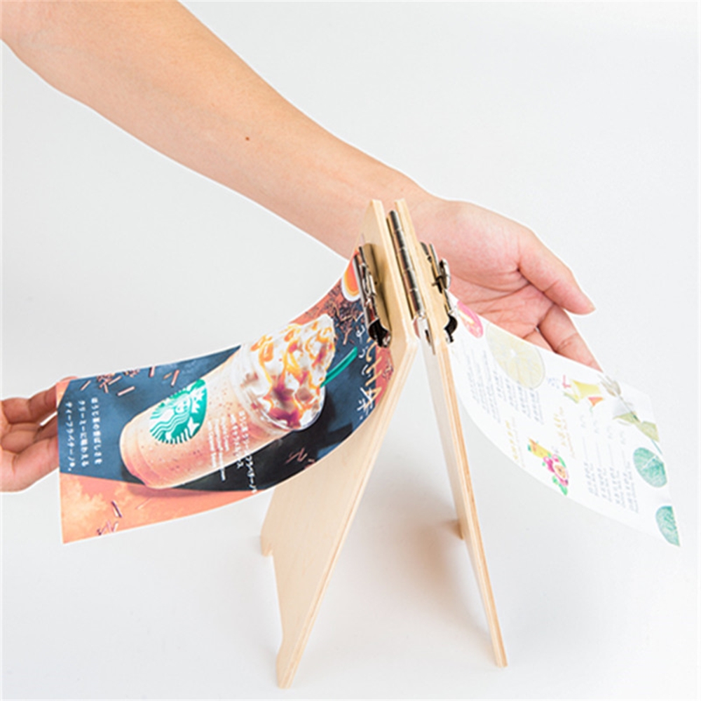 A5 And 100*200mm Wood Menu Receipt Sign Holder Stand For Restaurant Cafe Bar Eatery Cafeteria Grill Clipboard Display Stand