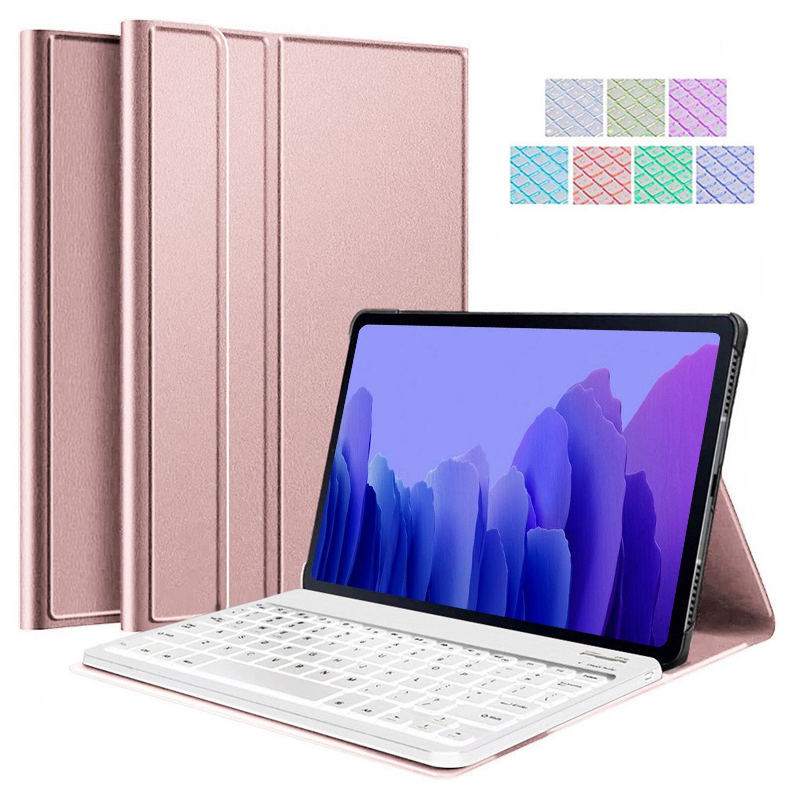 Zdejmowana podświetlana klawiatura Bluetooth pokrywa dla Samsung Galaxy Tab A7 10.4 2020 odporna na wstrząsy Tablet pokrywa ochronna akcesoria: RG